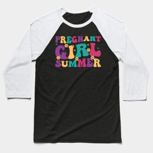 Pregnant Girl Summer Baby Shower Pregnancy Reveal Baseball T-Shirt